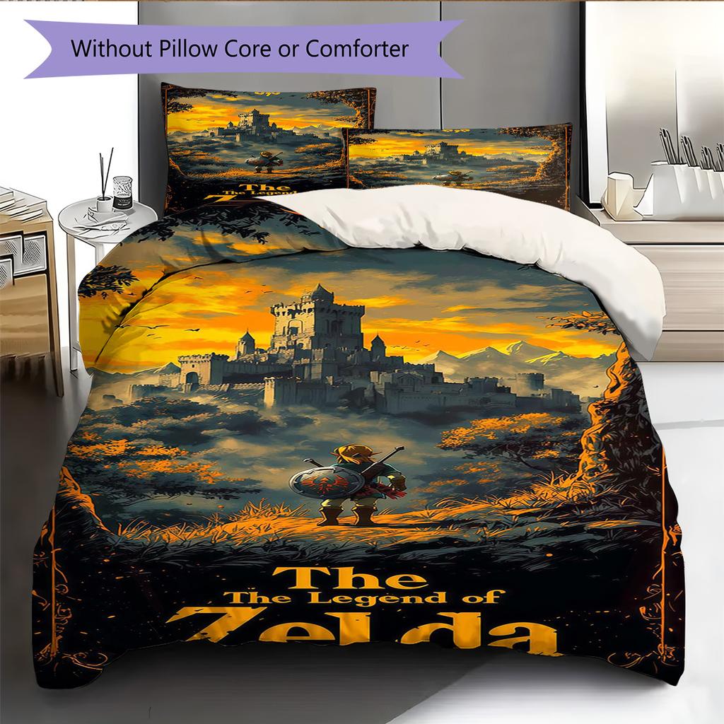 Triforce Bedding Quilt Set Quilt Cover Pillowcase Home Decoration Birthday Gift (1 * duvet cover + 2 * pillowcase, without core)