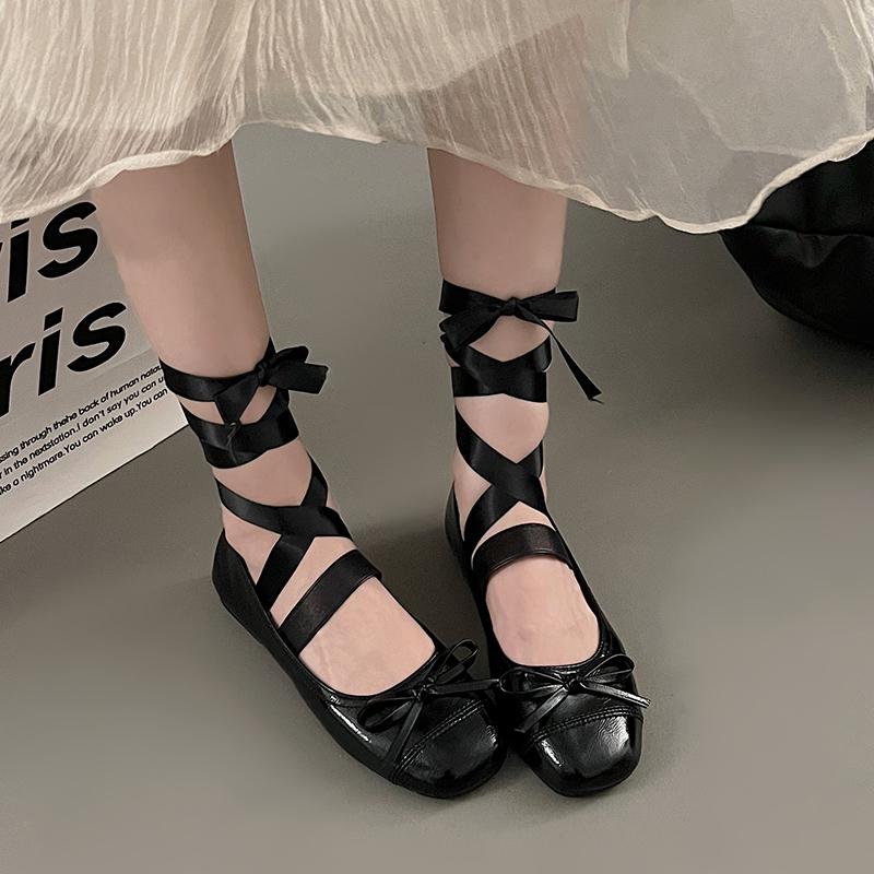 Модные Новые Классические Балетки с Квадратным Носком и Шнуровкой, Женские Модные Лоферы с Ремешком для Завязывания на Ноге, Женские Повседневные Туфли-Балетки, Zapatos Mujer