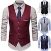 Плюс размер формальный мужской сплошной цвет костюм жилет однобортный деловой жилет