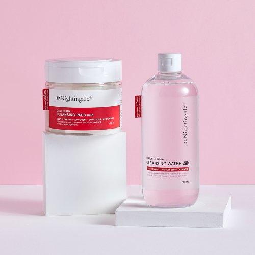 Nightingale Daily Derma Deep Cleansing Water Мягкая 500 мл + ватные диски 40 шт.