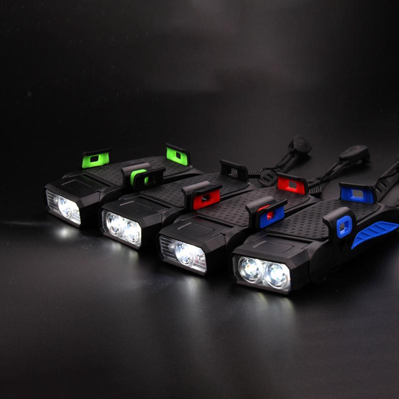 USB-перезаряжаемая велосипедная фара Водонепроницаемый фонарь для велоспорта Велосипедный звонок и Power Bank Передний свет для езды на велосипеде на открытом воздухе