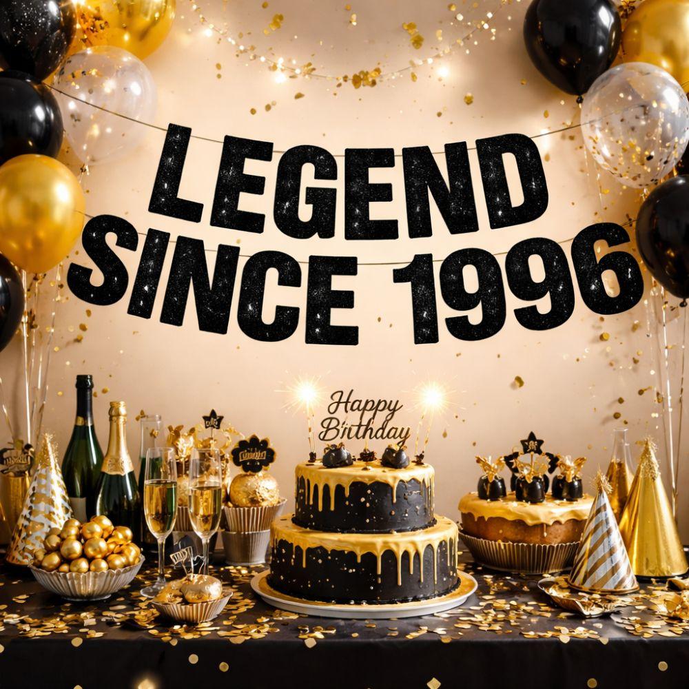 Black Paper Legend Since 1996 Banner Garland Handmade Happy Birthday Banner Decorative Celebrate Party Scene Prop Gift Giving