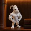 Narrative Space Decor 3D Printed Muscular Goat Figurine, Animal Sculpture Desk for Niche Art Collectible Home Office Shelf, Fun Gift Gym Goers Lovers