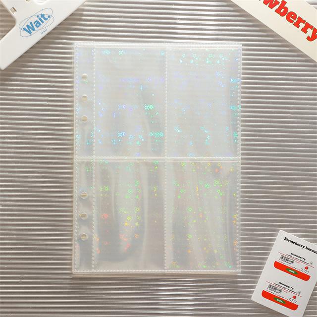 10pcs Laser Star 3/5inch Po Album Inner Sleeves Kawaii A5 Binder Refill Pockets Sleeves Toploader Pocards Notebook Diary