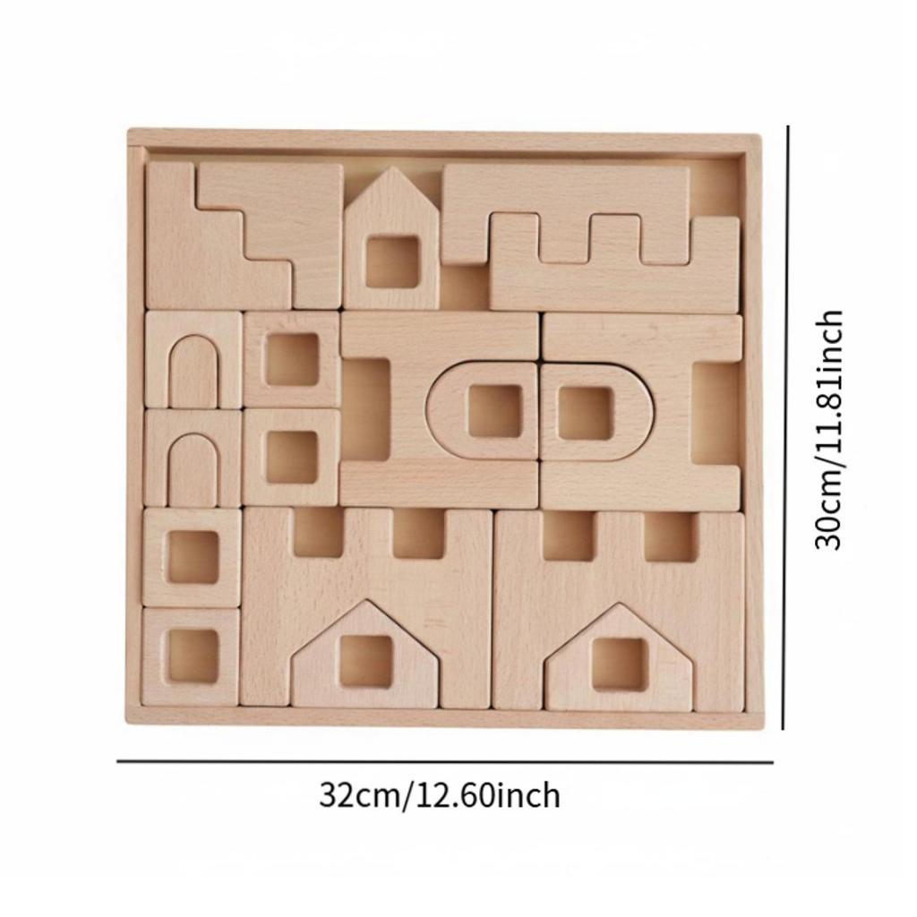Wooden Castle Arch Building Blocks Set Puzzle Base Beech Wood