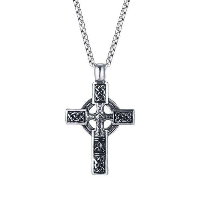 Vintage Catholic Cross Pendant Necklace Men Women Christian Believers Prayer Amulet Jewelry