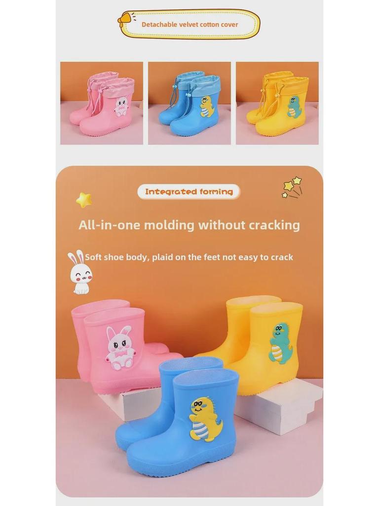 Водонепроницаемые резиновые сапоги с героями мультфильмов для детей - прочная конструкция средней высоты для мальчиков и девочек