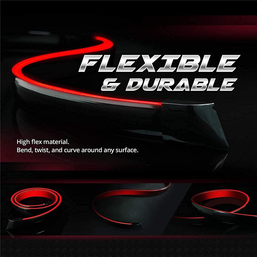 1.2m 3.9ft Glossy LED Tail Brake Turn Flowing Light Rear Trunk Roof Spoiler Lip
