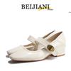 BEIJIANI 1389-1 Женские туфли Мэри Джейн на толстом каблуке, квадратный носок, низкий ремешок на щиколотке, весна/осень.