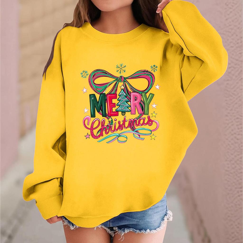 Children's Fashionable Casual Long-sleeved Loose Christmas Print Pullover Sweatshirt
