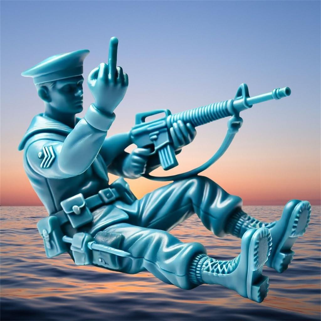 Забавные зеленые человечки, синие военно-морские фигурки, средний палец, классический военный игрушечный солдатик, набор, новинка, статуэтка солдата для домашнего рабочего стола, украшения Mili