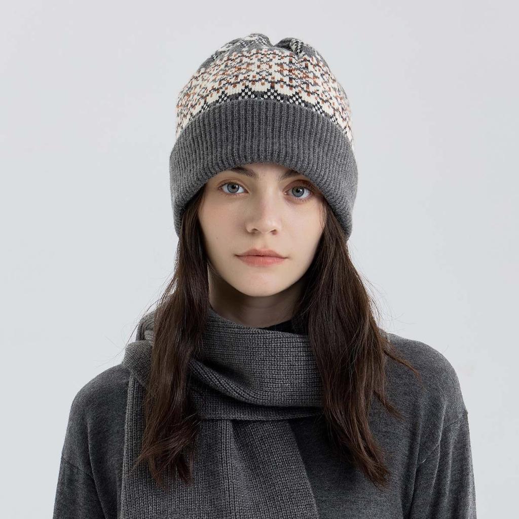 DIMANAF Зимняя Осенняя Женская Шапка Цветочная Толстая Вязаная Шапка Новая Женская Теплая Толстая 2025 Мода