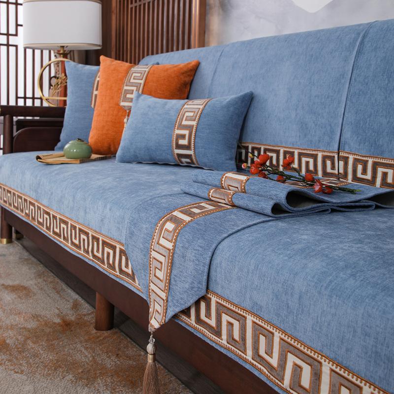 New Chinese Style Chenille Sofa Cushion Non-Slip Solid Sofa Covers for Living Room Universal for All Seasons Sofa Cover Armchair