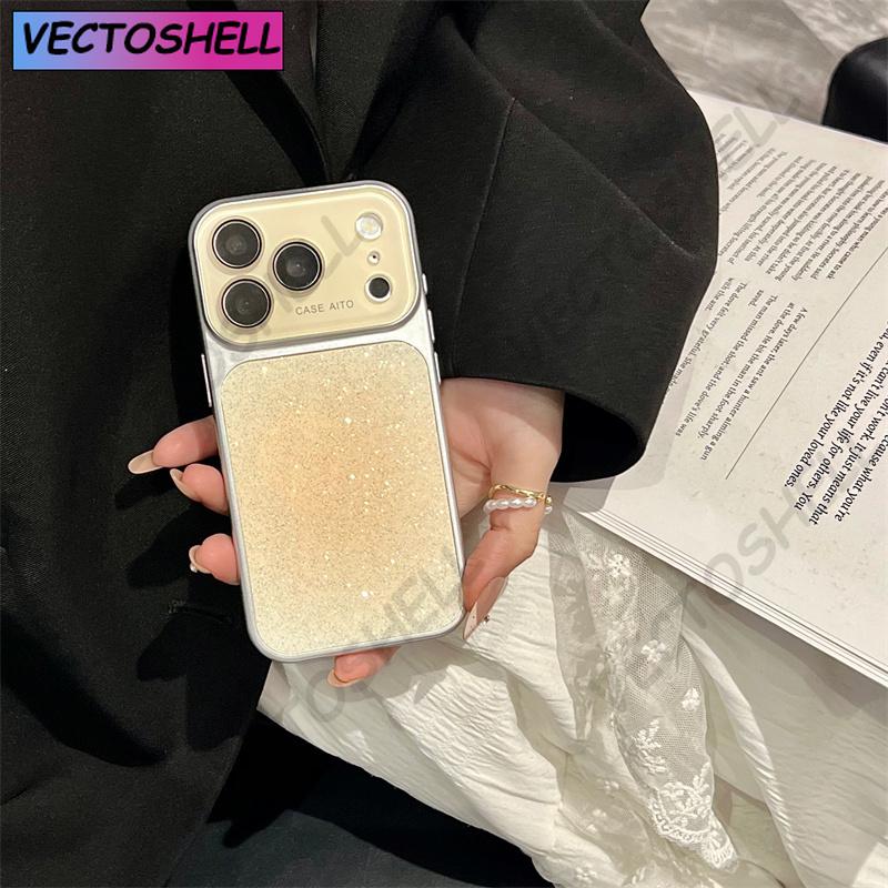 Чехол для телефона iPhone 17 16 15 14 13 12 Pro Max с эффектом гало-глиттера, окошком для камеры, защитой стеклянной линзы, жесткой задней крышкой из поликарбоната