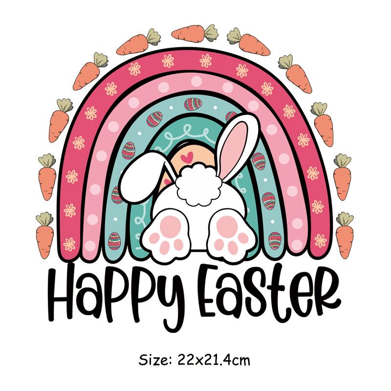 Пасхальный день, термонаклейка для одежды, термопресс, аппликация, футболка, железная нашивка, кролик, сделай сам, швейные поделки