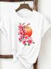 (Asian Size) Print Tee Feather Trend Style 90s Top Women Woman Fashion Clothing T Shirt  Female Short Sleeve Graphic T-shirts
