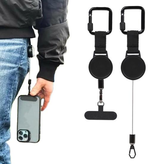 Выдвижной страховочный шнурок для телефона с клипсой для ремня 60 см стальной трос зажим для телефона для защиты от кражи и использования без рук универсальный аксессуар для телефона для приключений на открытом воздухе