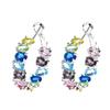 Gold Plated Rainbow Multi‑color Cubic Zirconia Hoop Earrings Oval Zircon Inlaid C‑Shaped Earrings Party Women Fashion Jewelry