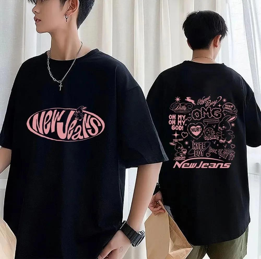 Plus-size Unisex Dress NewJeans Bunny Graphic T Shirt Fashion Harajuku T-Shirts Unisex Women Kpop Short Sleeve Cotton T-Shirt Unisex