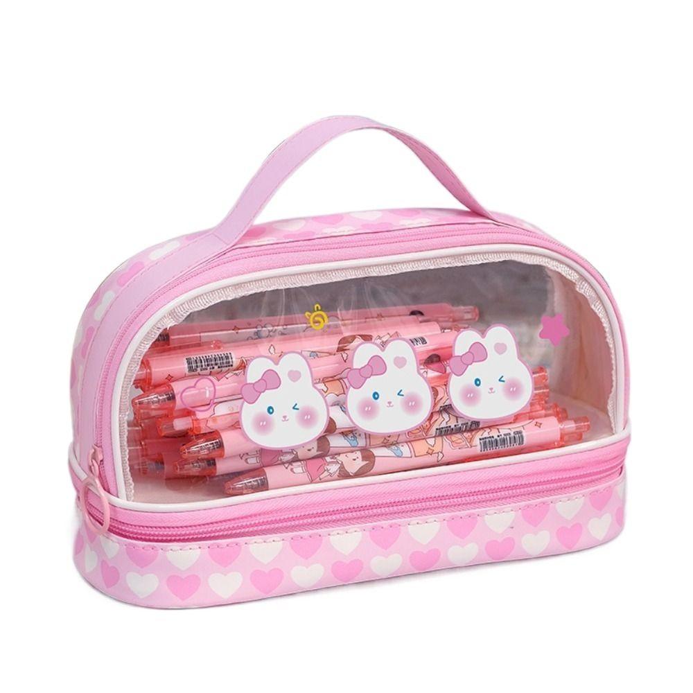 Прозрачная сумка для ручек из ПВХ, сумка для хранения ручек, милый органайзер для канцелярских принадлежностей для студентов