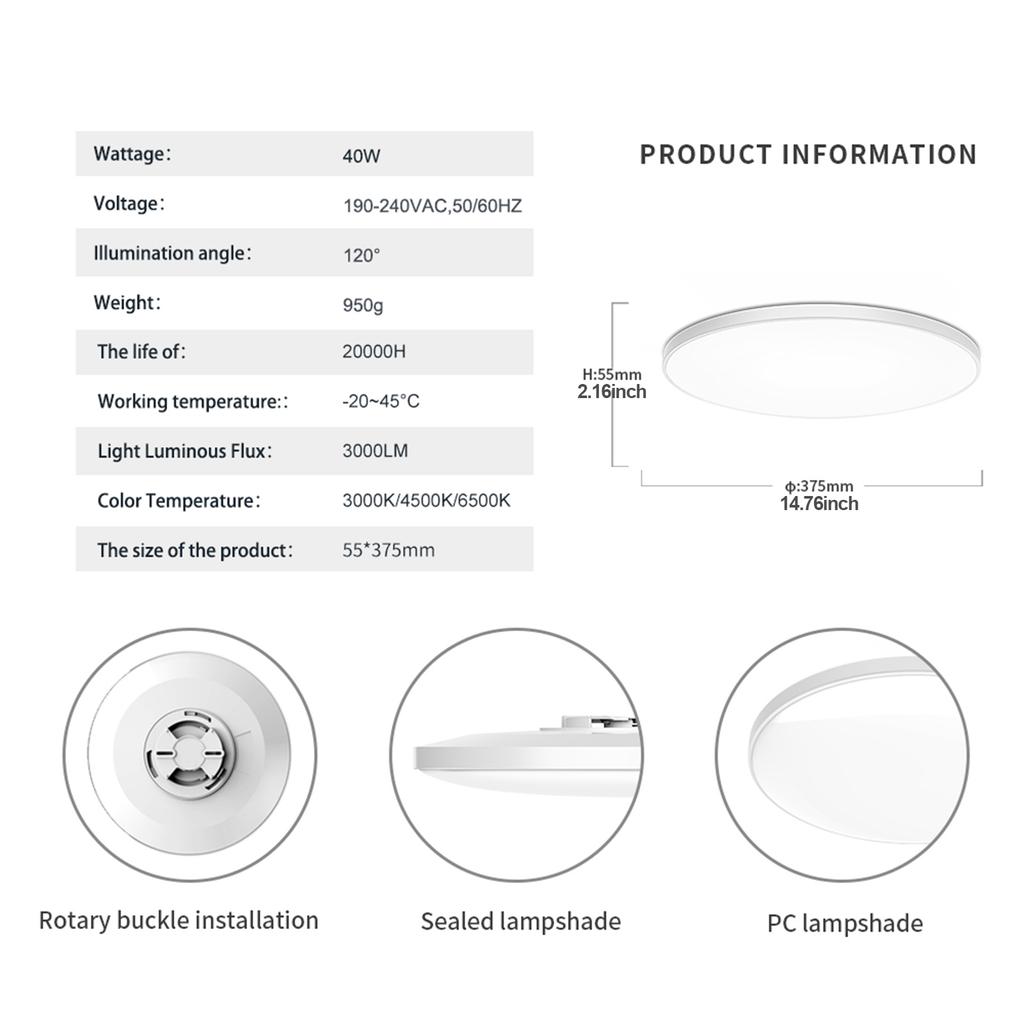 3-цветный светодиодный потолочный светильник с регулируемой яркостью, ультратонкий светодиодный светильник Oyster для скрытого монтажа для дома