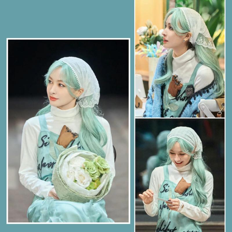 Треугольный платок для волос во французском пасторальном стиле для женщин, весенний и летний дорожный универсальный шелковый шарф с кружевным цветком в стиле ретро