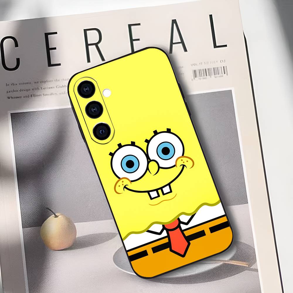 S-Sponge Funny B-Bob Phone Case For Samsung Galaxy A73,A72,A71,A70,A53,A52,A51,Soft Silicone Black Cover