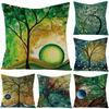 Home Oil Painting Tree Pillow Cover Polyester Sofa Car Pillow Cushion Cover Combination Pack