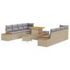 Ensemble de sofa de jardin 11 pièces avec coussins Beige Poly Rattan Acacia, Ensemble de salle à manger de jardin 3 pièces 3362887