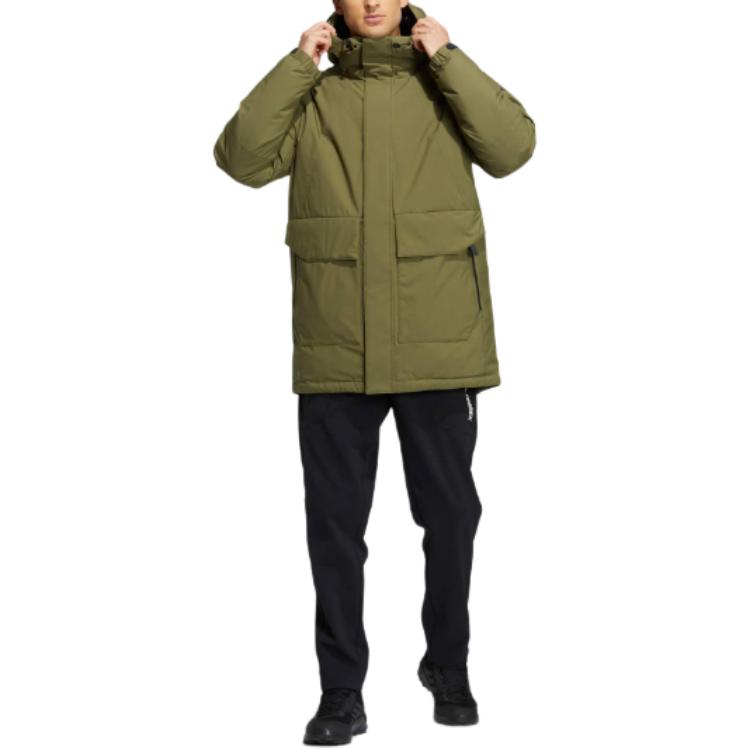 adidas Terrex Mid Down Hooded Jacket Мужская верхняя одежда Военно-зеленый HM9716