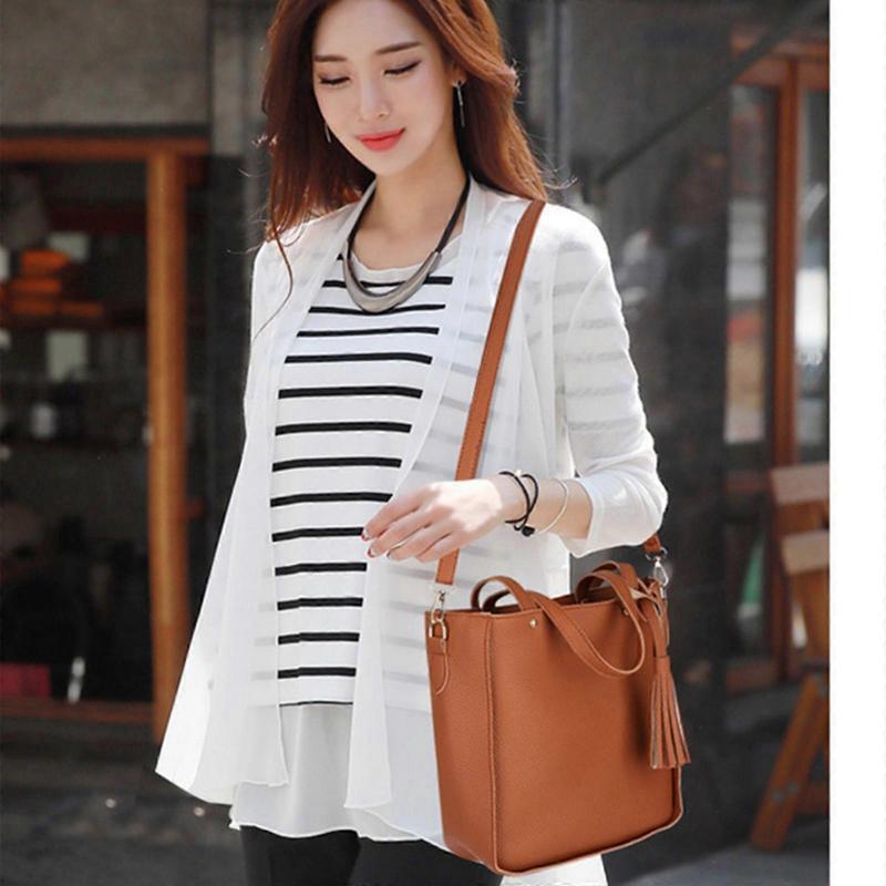 Elegant 4Pcs Women's PU Leather Shoulder Bag Set Crossbody Purse Shoulder Bag Card Holder Casual Handbag Red