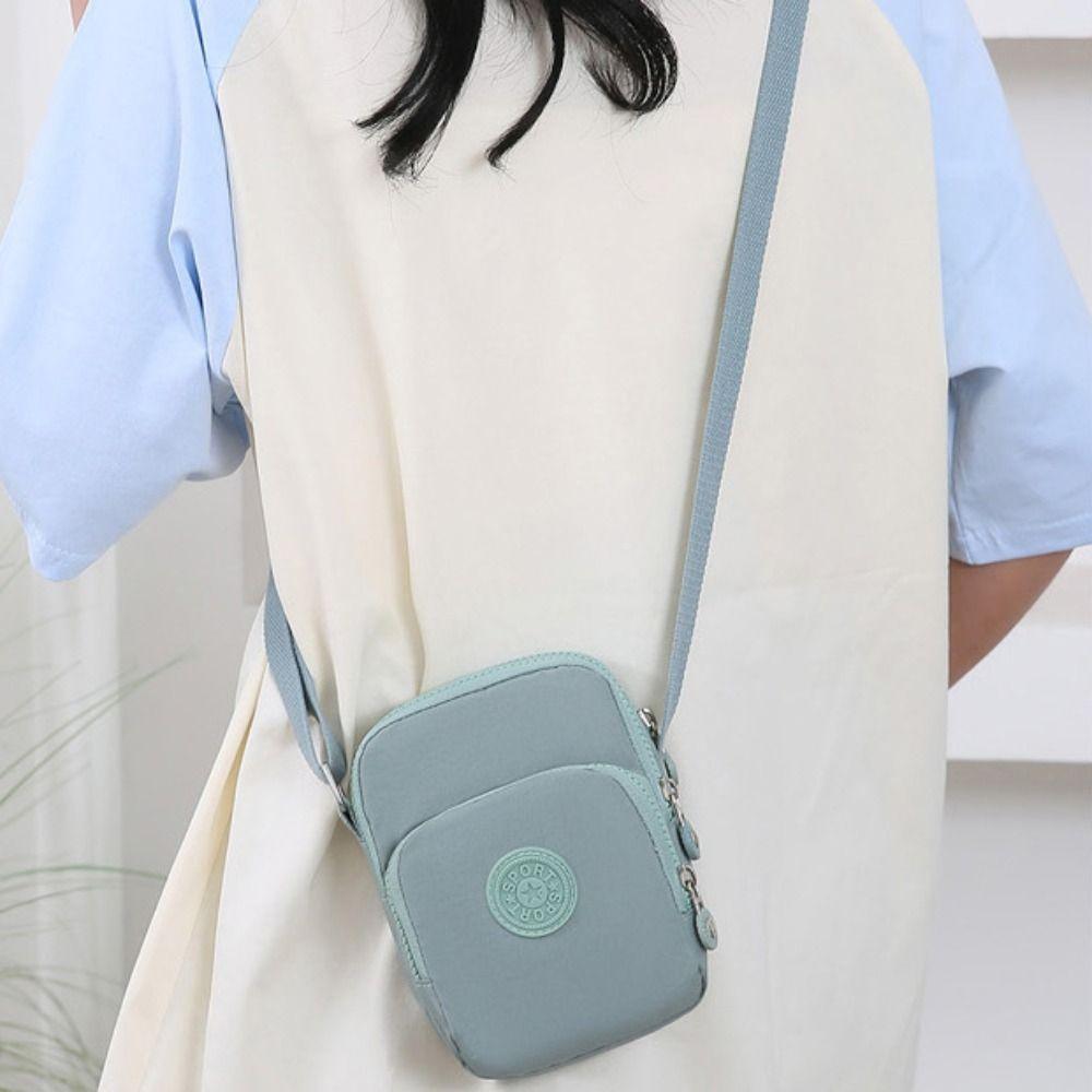 Квадратная нейлоновая сумка через плечо с регулируемым ремешком, маленькая сумка для телефона, простая сумка через плечо на молнии для женщин