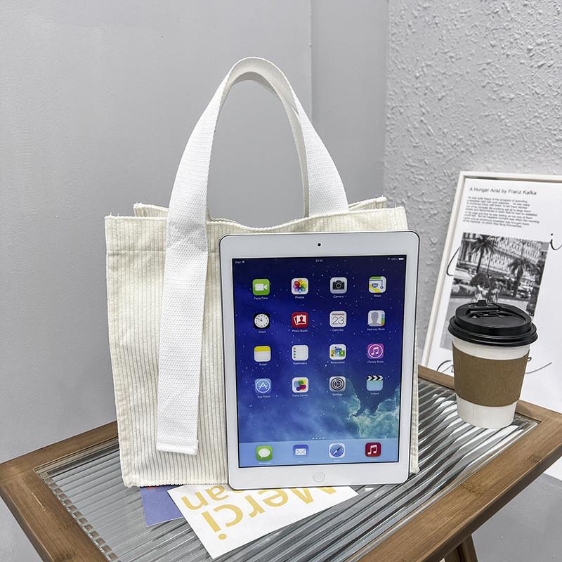 Универсальная минималистичная хлопковая сумка-тоут Современная мягкая вельветовая квадратная сумка на каждый день