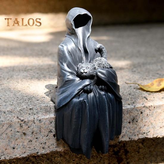 Halloween Grim Reaper Figurine Spooky Black Robe Death Ghost Resin Statue Sculpture Indoor Home Office Desktop Decoration Ornament Festival Gift