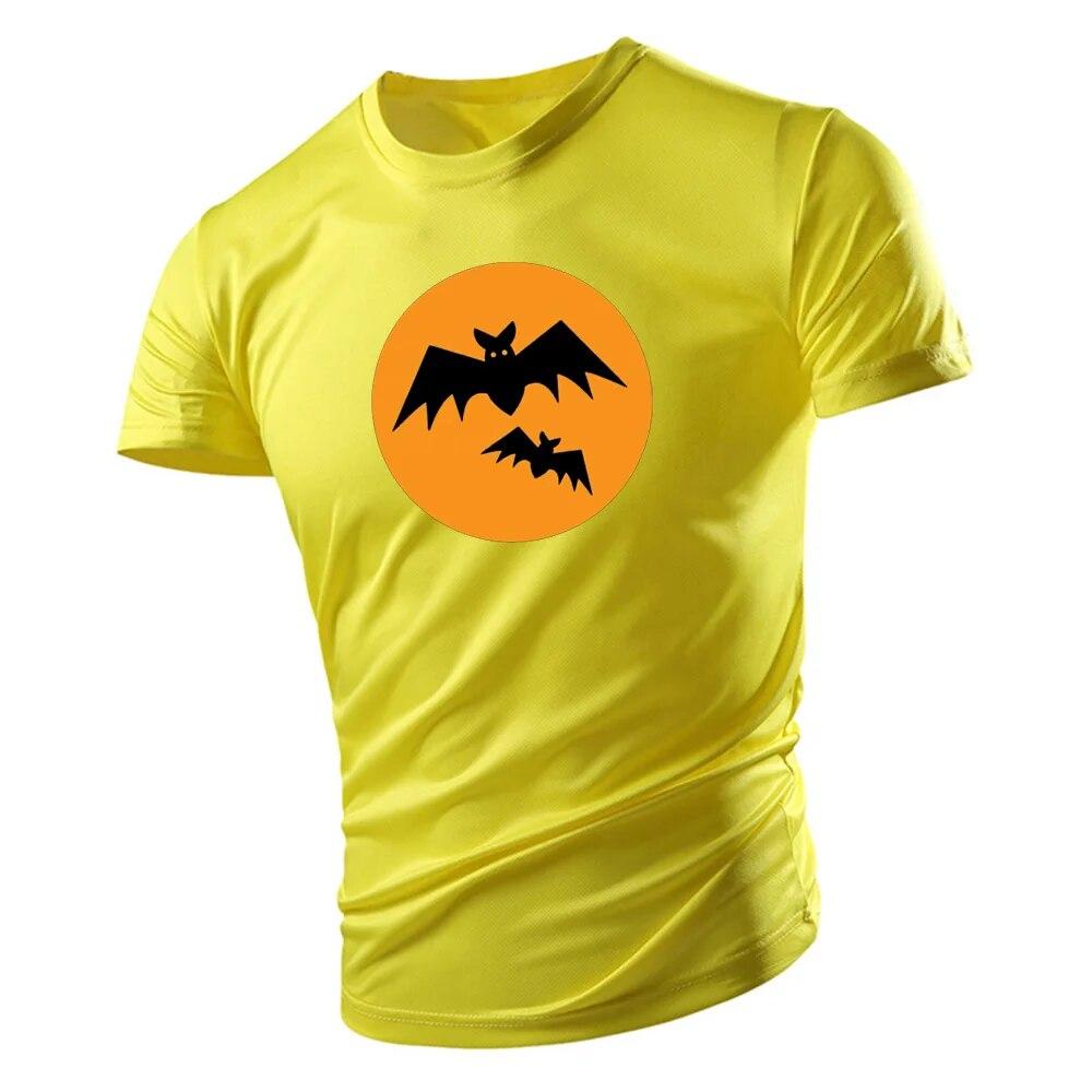 Летняя мода в спортивном стиле с круглым воротником Мужская футболка с коротким рукавом на Хэллоуин с принтом летучей мыши Harajuku Мужская свободная удобная дышащая футболка