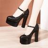 Women High Heels Pointed Toe Lady Pumps Buckle Strap Platform15cm High Heel Shoes Women Shoes Large Size 33-43 Leather Shoes