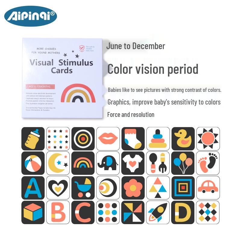 Aipinqi Baby Visual Stimulation Cards: Newborn Black and White Early Education and Tracking Cards