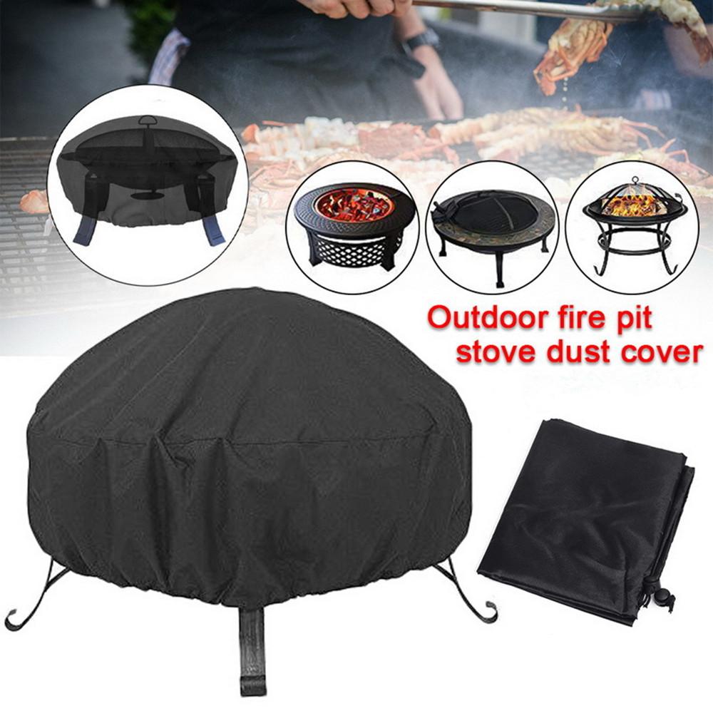30inch Round Fire Pit Cover Waterproof Dirtproof Grill BBQ Protector Cover Black