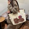 Japanese Soft Cute Girl Cute Rabbit Handbag Canvas Bag Ins Corduroy Embroidery Work Small Bag