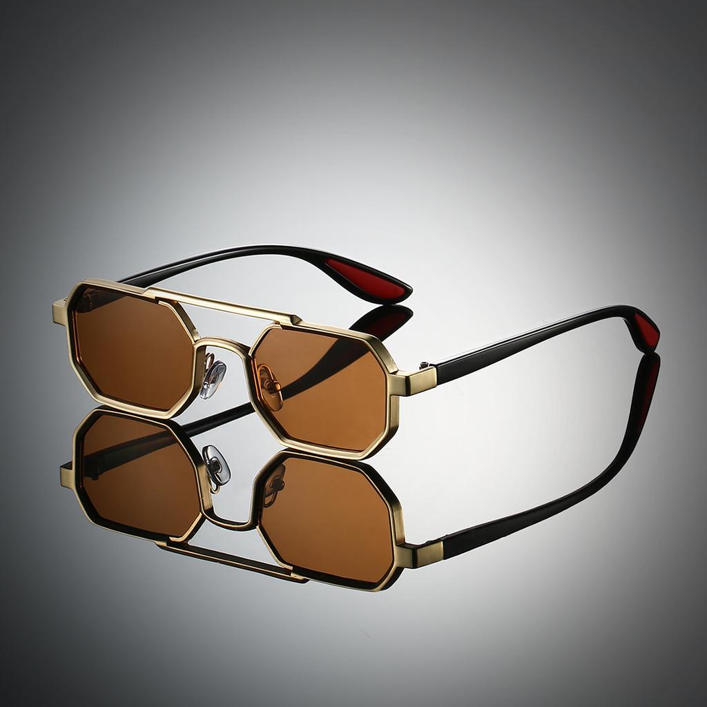 Винтажные многоугольные солнцезащитные очки Мужские Новые Шикарные Хип-хоп Уличные Декор Оттенки Женские Модные Дизайнерские Двойная переносица Солнцезащитные очки