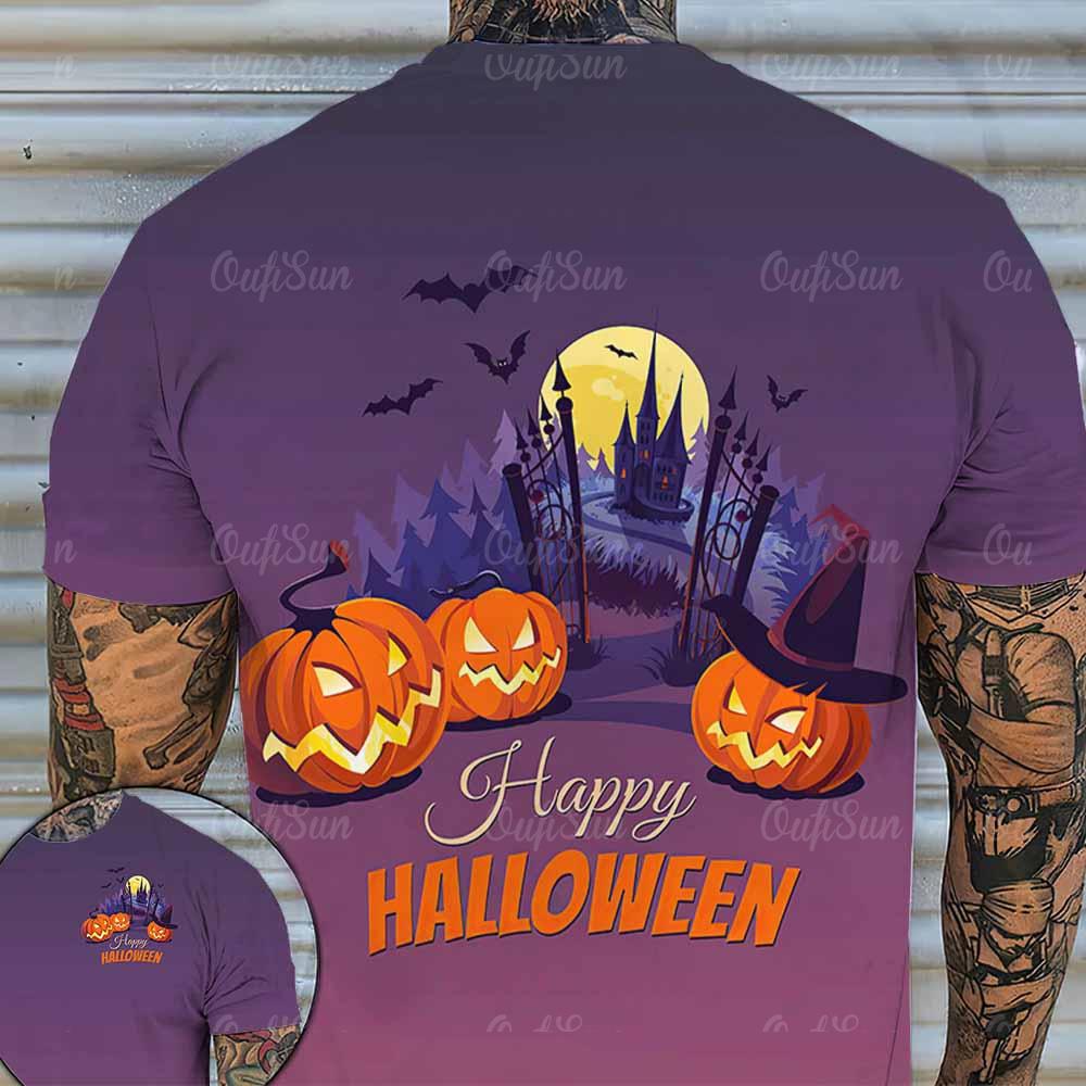 2023 Horror Halloween Pumpkin Graphic Мужские футболки Хип-хоп Уличная летняя одежда Свободные топы с коротким рукавом Футболки больших размеров 5XL