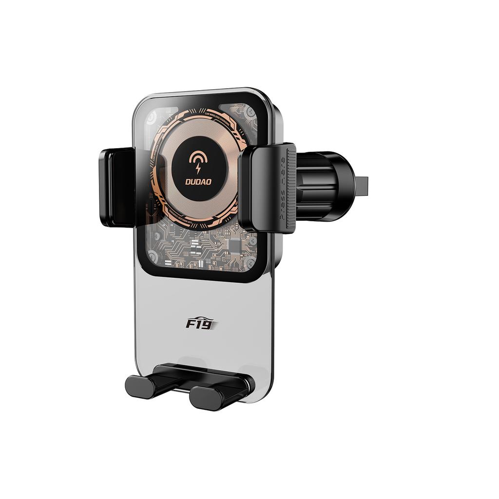 Автомобильное крепление Dudao F19 и беспроводное зарядное устройство 15 Вт — черный