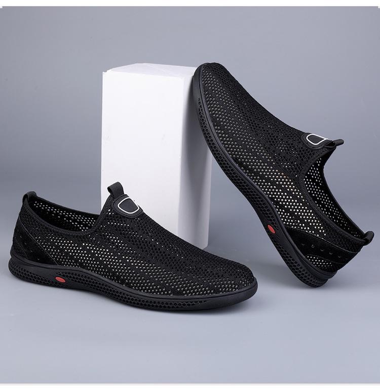 Мужские дышащие сетчатые слипоны Flyknit - Летние низкие спортивно-повседневные мокасины