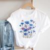 (Азиатский размер) Женская мода цветок милый стиль 90-х повседневная верхняя одежда модный принт женская футболка с коротким рукавом футболка с рисунком футболки