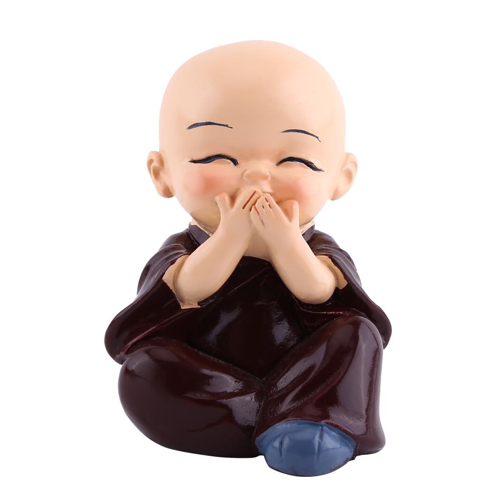 Baby Buddha Statuette, 4 Pieces, Little Monks Buddha Figurines, Cute Kungfu Monk, Car Interior Decoration, Resin Crafts, Wall Shelf,