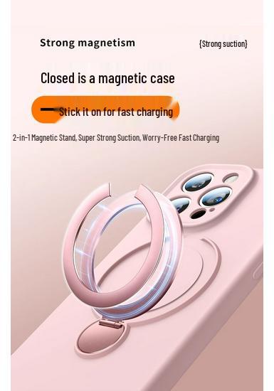 Чехол из жидкого силикона для iPhone 16 с вращающейся подставкой, магнитным ремешком, защита от падений, для Apple 15 Pro Max