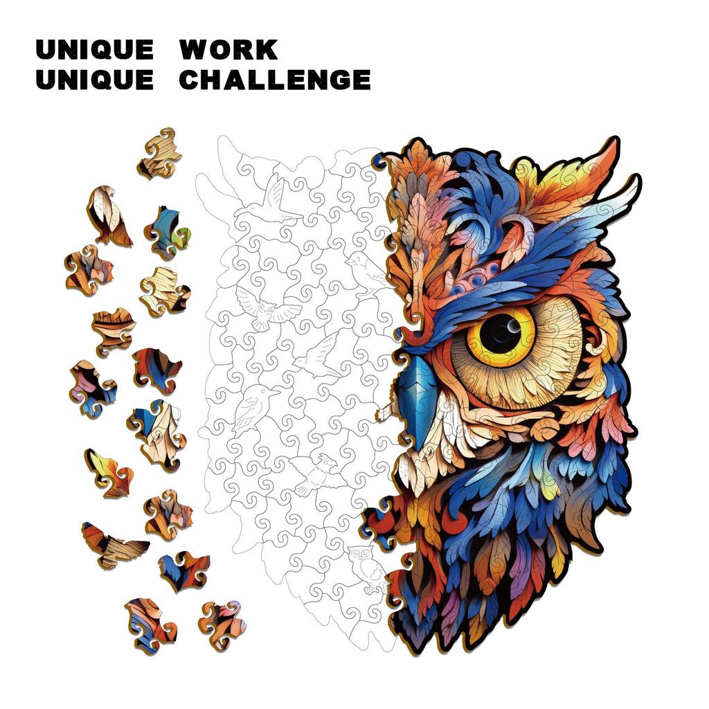 Owl Puzzle Wooden Special-Shaped Splicing Toy Youth Puzzle Decompression Manual Puzzle
