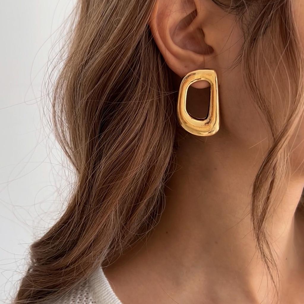 Простые полые серьги-гвоздики с буквой D из сплава женские серьги с символом личности геометрические серьги