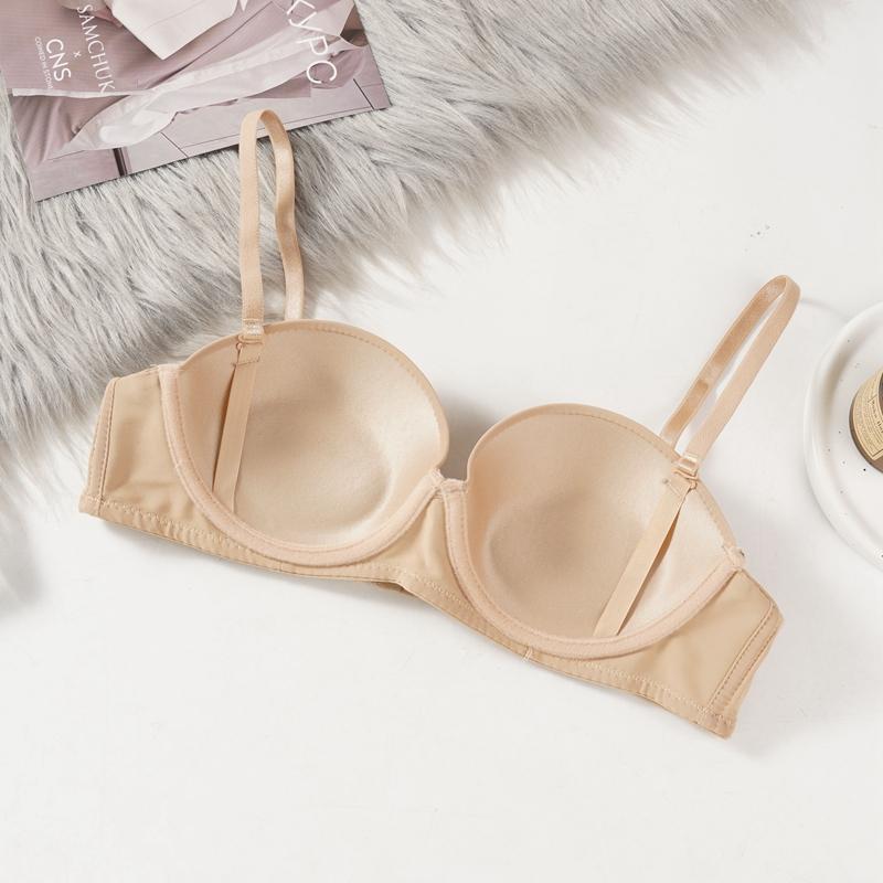 Seamless Push Up Bra for Women Underwire Steel Ring Round Cup Quality Girls Basic Bra Skin-friendly Sexy Bralette Bras