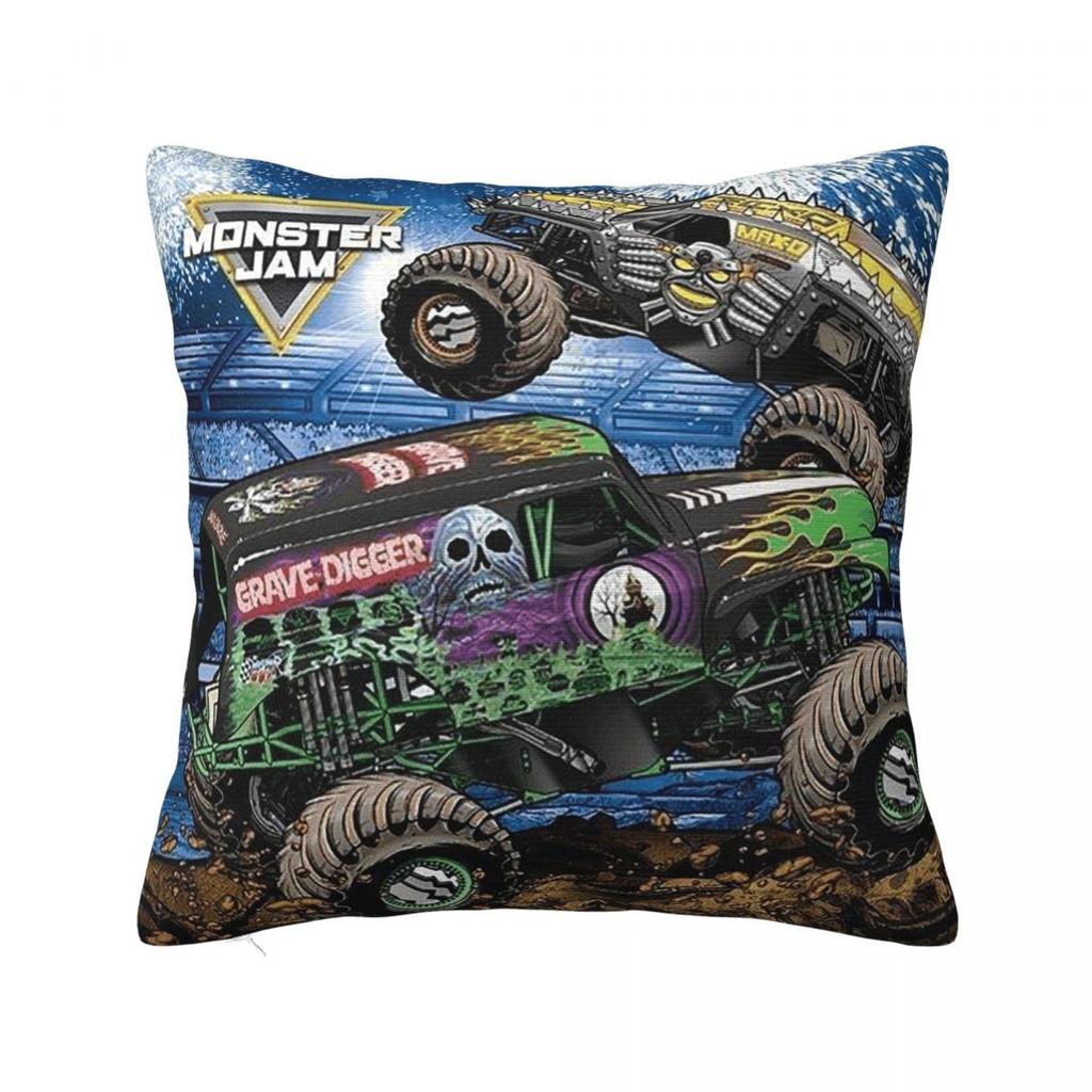 Classic Monster Jam Truck Pattern Square Pillowcase Cushion Cover Pillow Case Throw Pillow Cover for Home Sofa Living Room